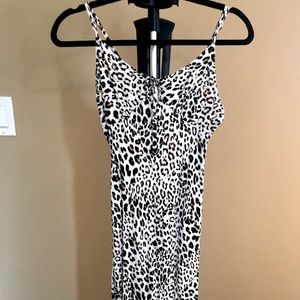 Leopard print midi long dress